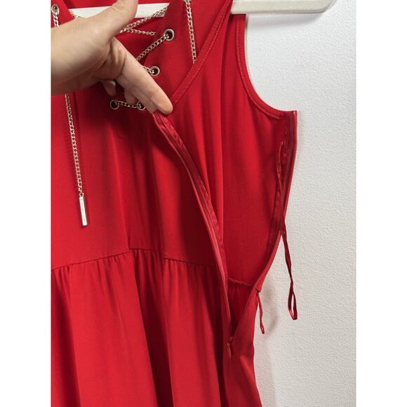 Michael Kors Red Luxury Designer Blouse Dress Valentine Baddie Bombshell Size P - Picture 7 of 8